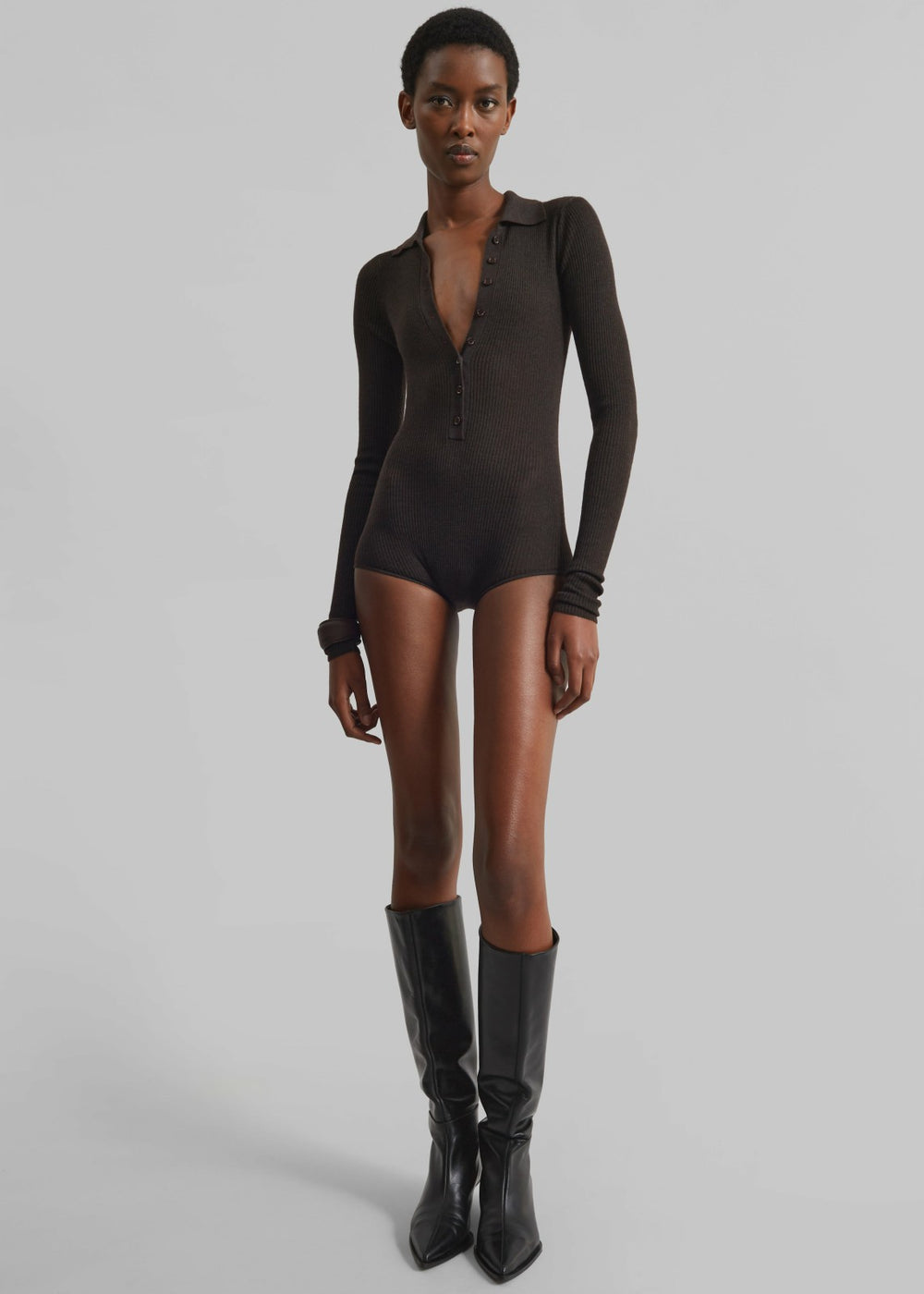 Solana Polo Bodysuit - Brown