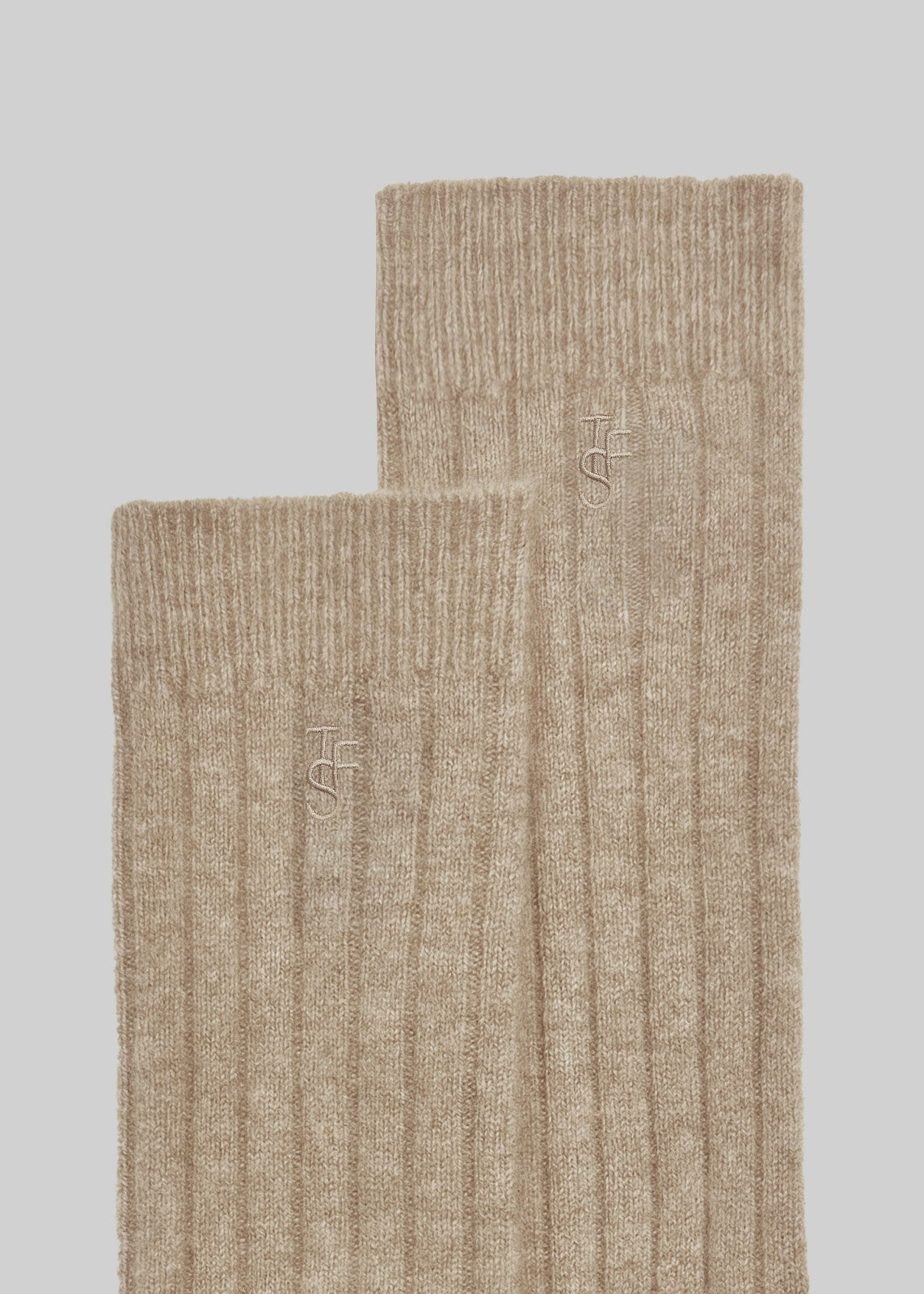Kano Cashmere Ribbed Socks - Taupe