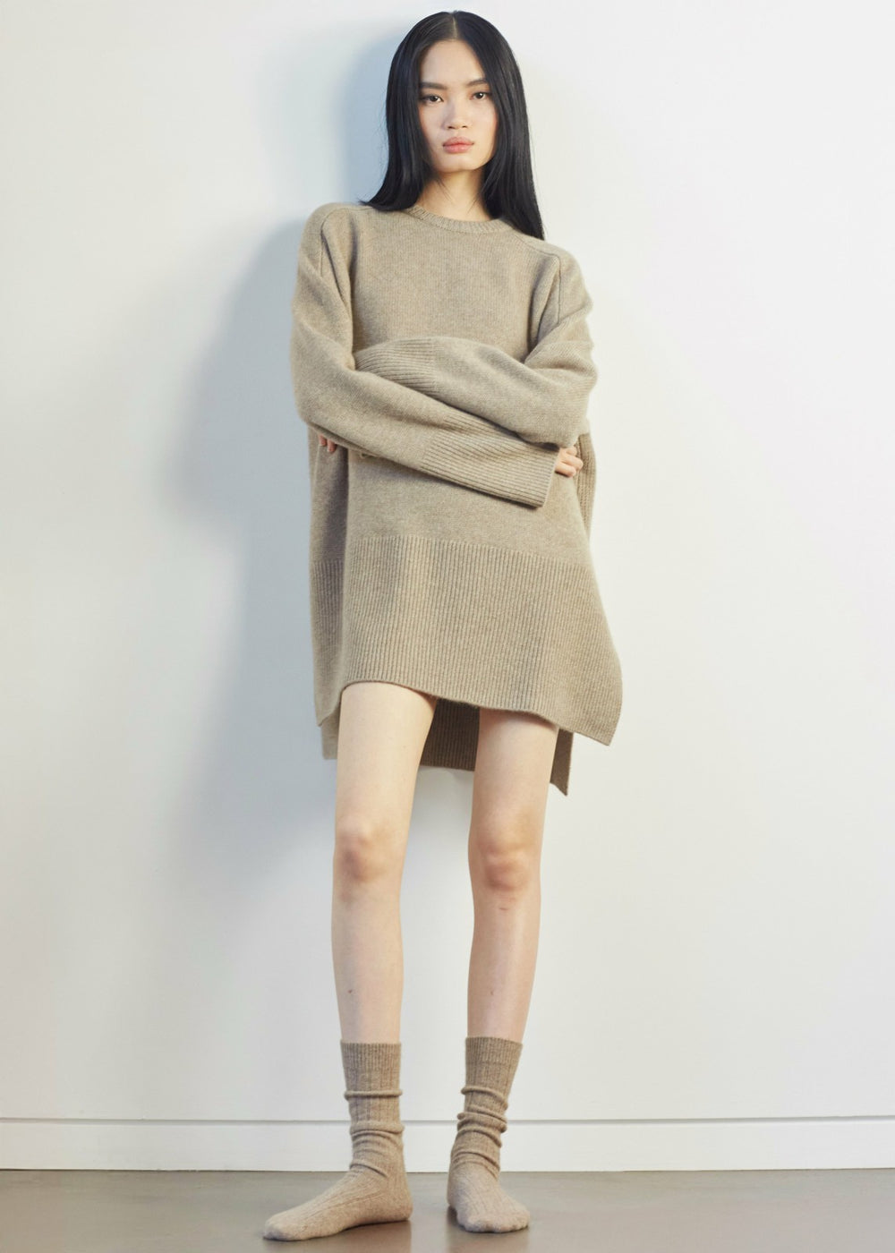 Kano Cashmere Ribbed Socks - Taupe