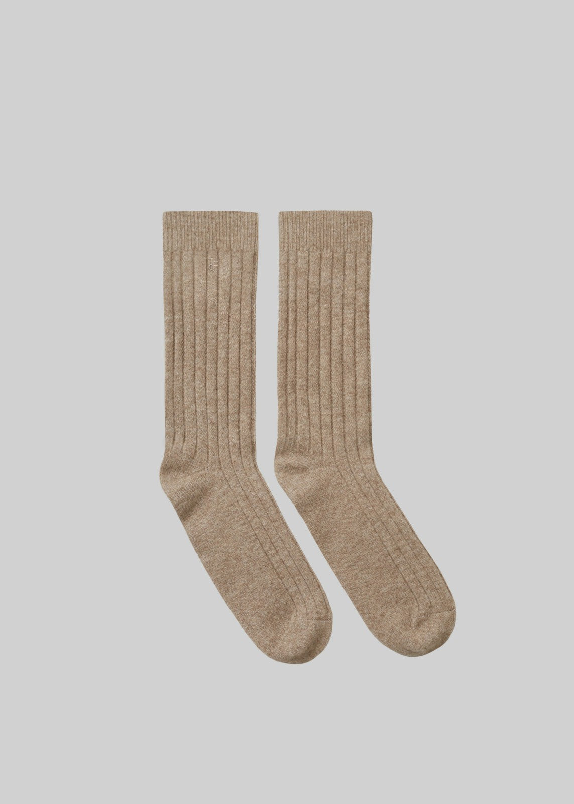 Kano Cashmere Ribbed Socks - Taupe