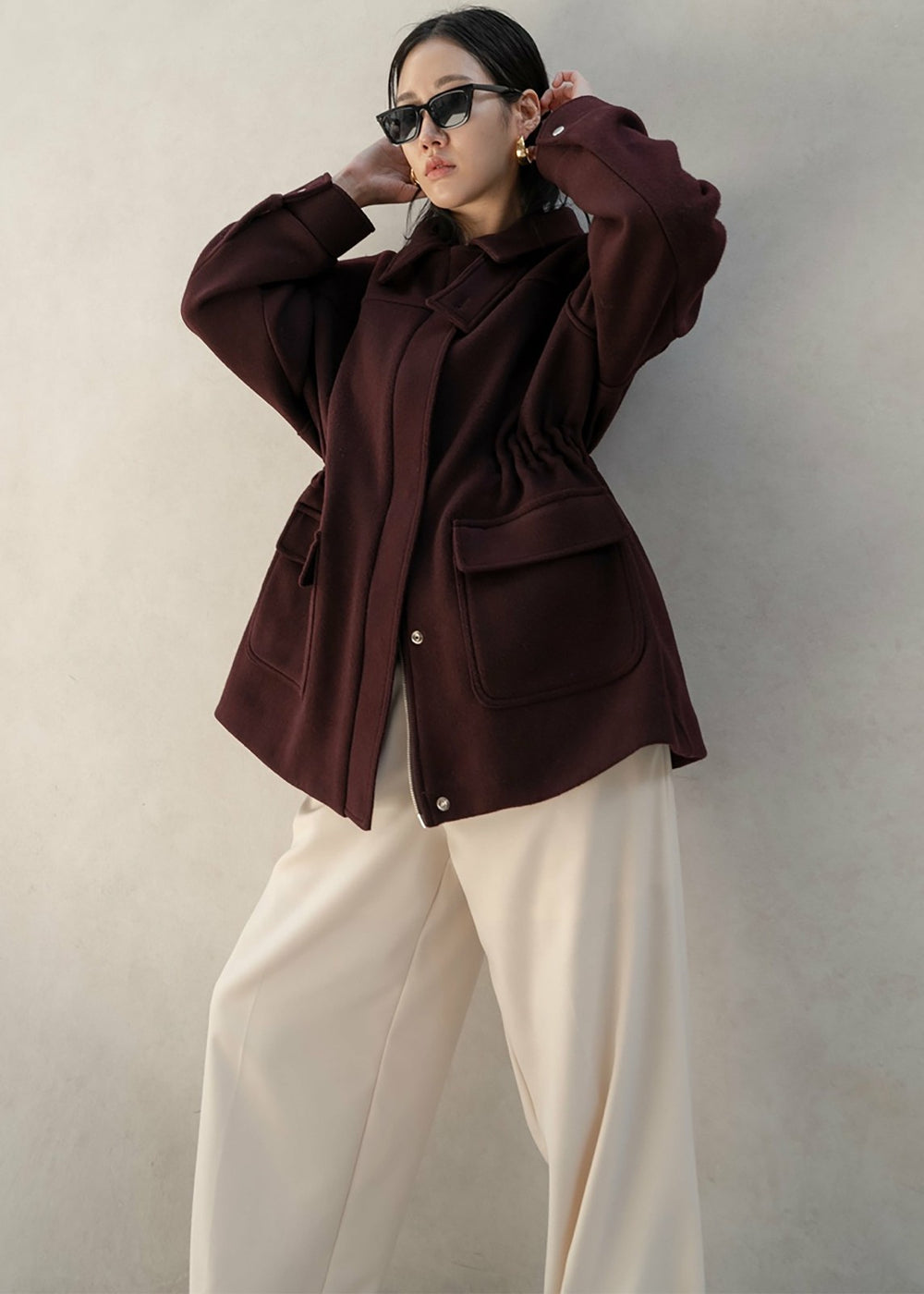 Holbeck Field Wool Jacket - Burgundy