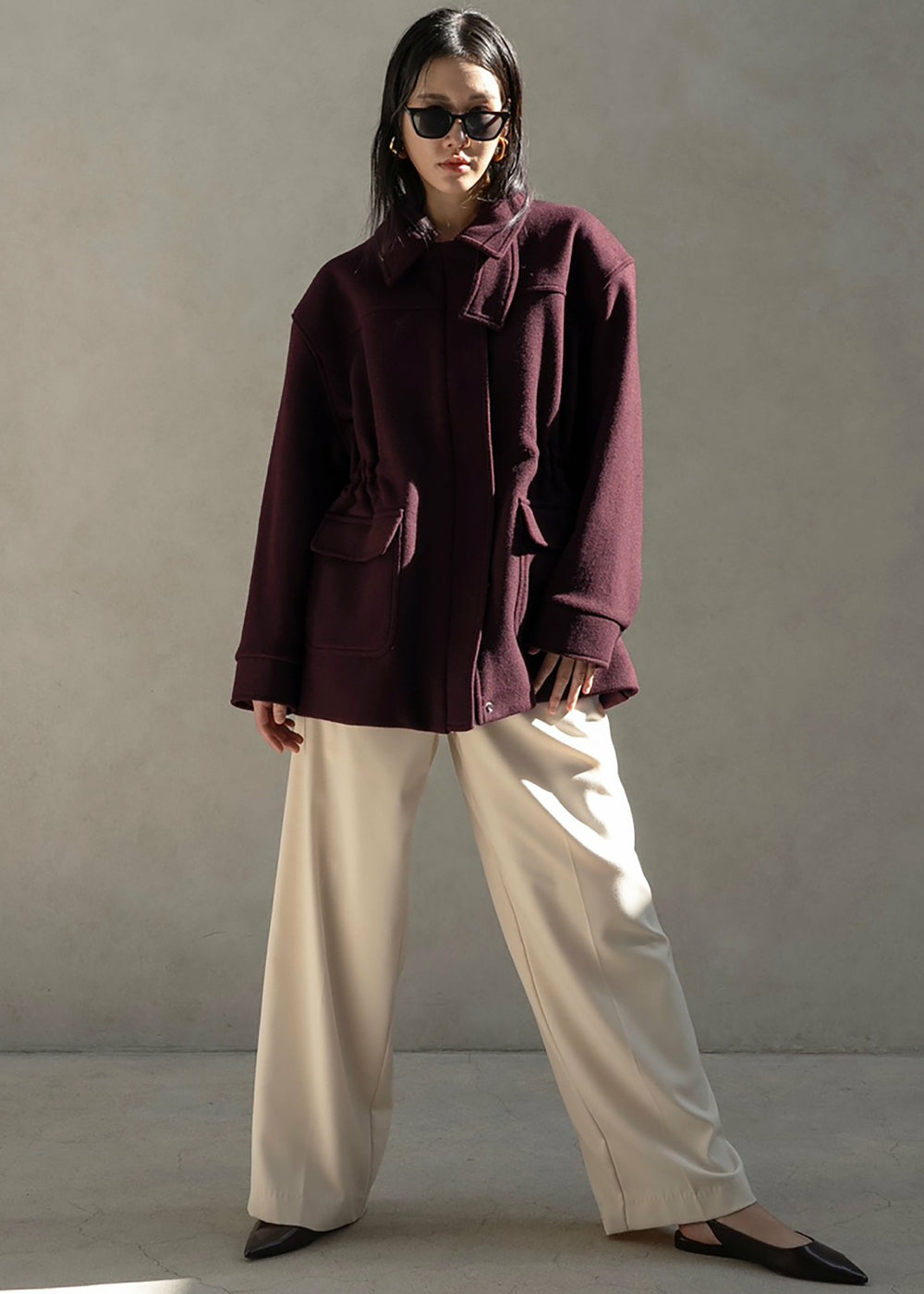 Holbeck Field Wool Jacket - Burgundy