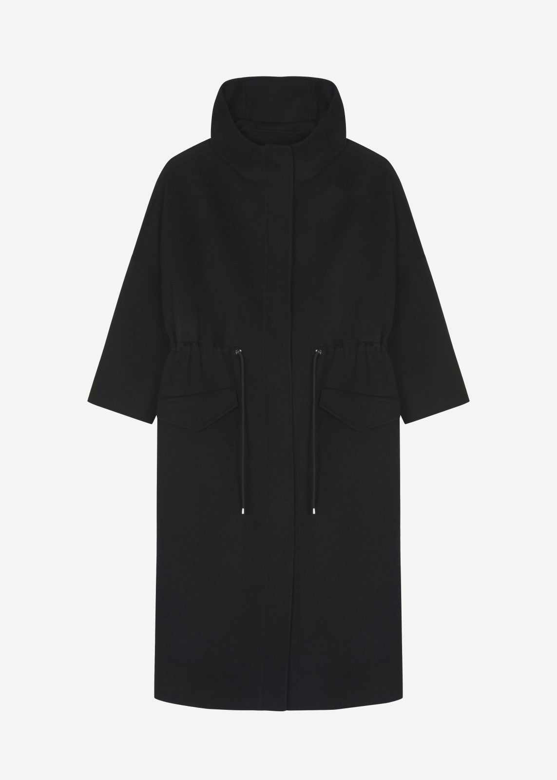 Alida Hooded Long Coat - Black