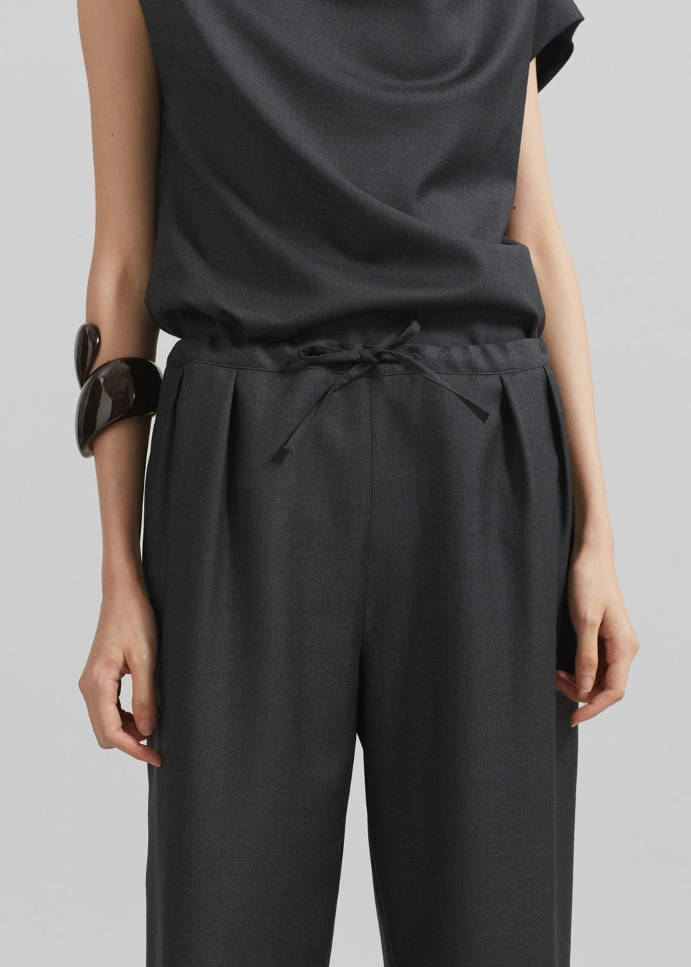 Loulou Studio Cove Elastic Waistband Pants - Black Melange