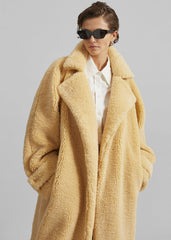 Gresham Faux Shearling Robe Coat - Yellow