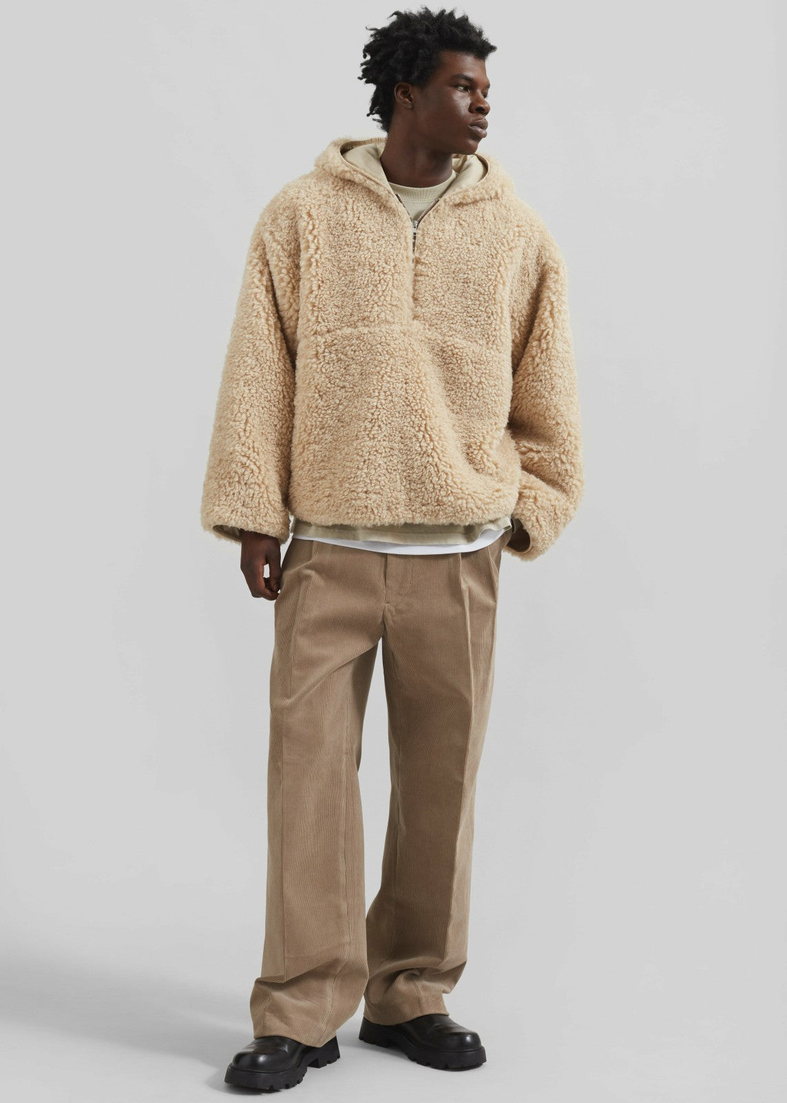 Haworth Faux Shearling Hoodie - Cream