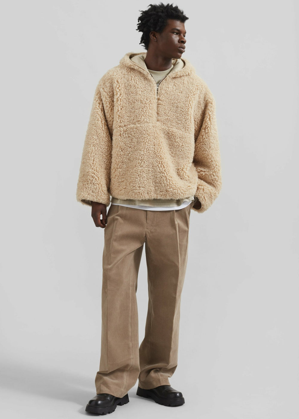 Haworth Faux Shearling Hoodie - Cream