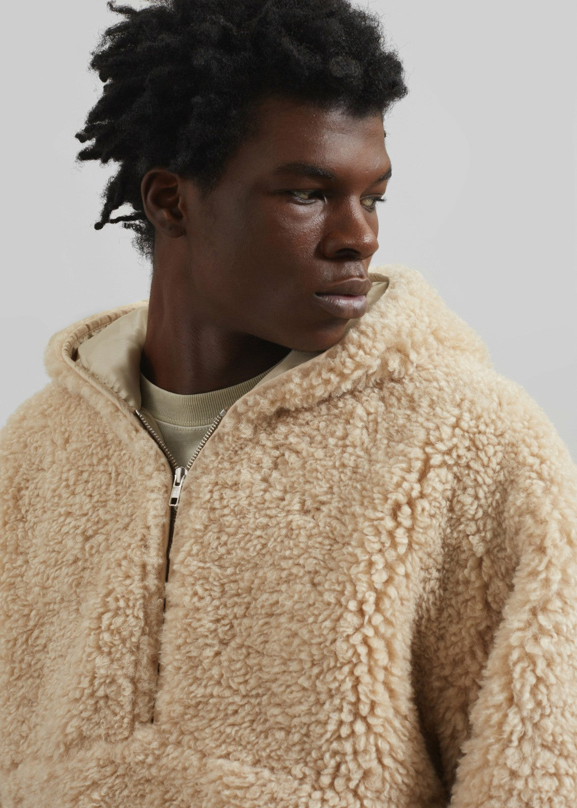 Haworth Faux Shearling Hoodie - Cream