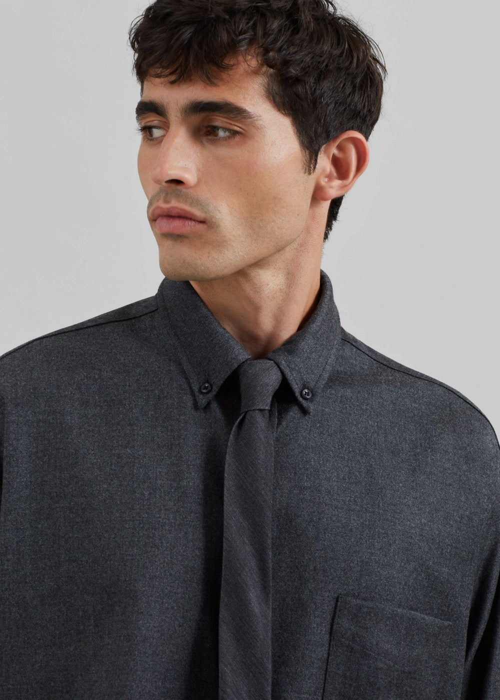 Kaden Wool Tie - Charcoal