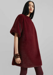 Stauben Faux Fur Mini Dress - Burgundy