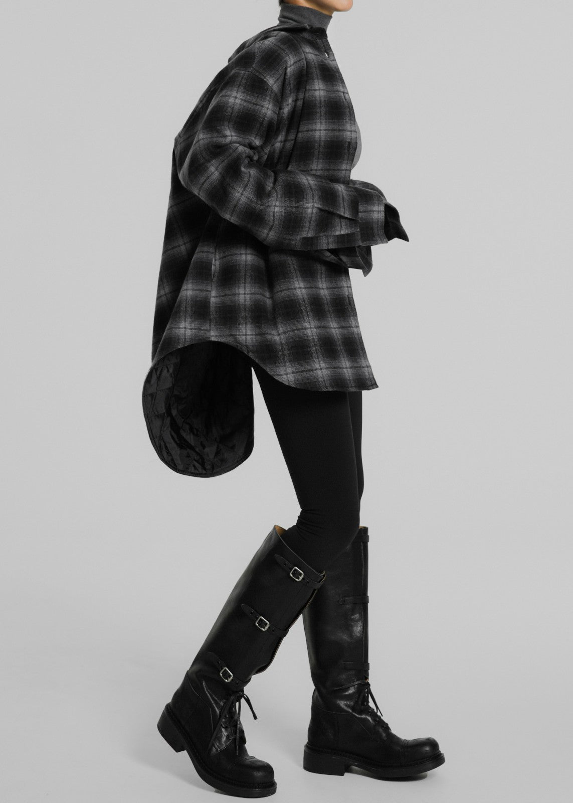 Helka Flannel Quilted Shirt - Charcoal