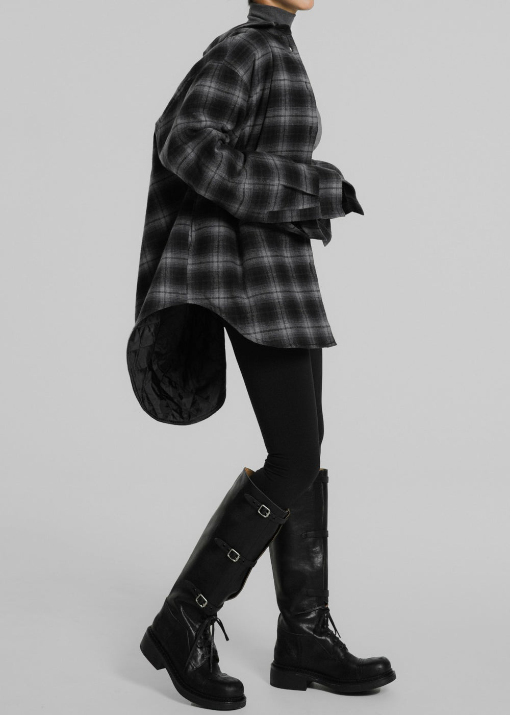 Helka Flannel Quilted Shirt - Charcoal