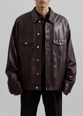 Conan Faux Leather Jacket - Burgundy