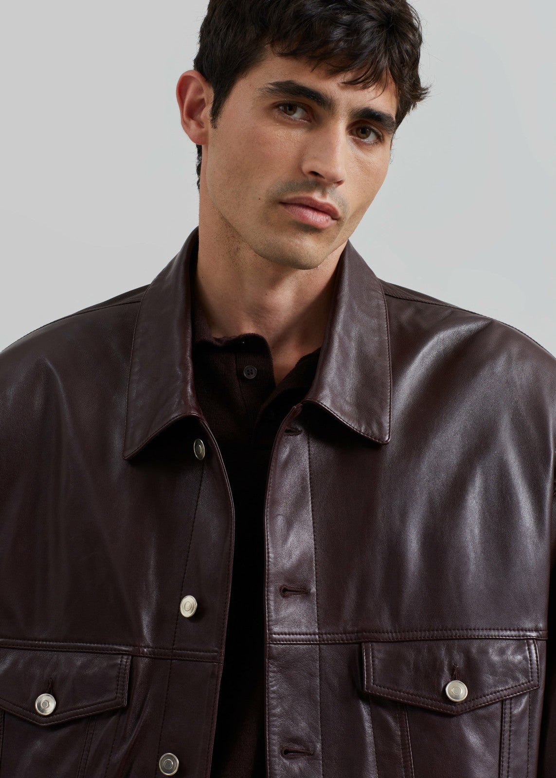 Conan Faux Leather Jacket - Burgundy
