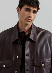 Conan Faux Leather Jacket - Burgundy
