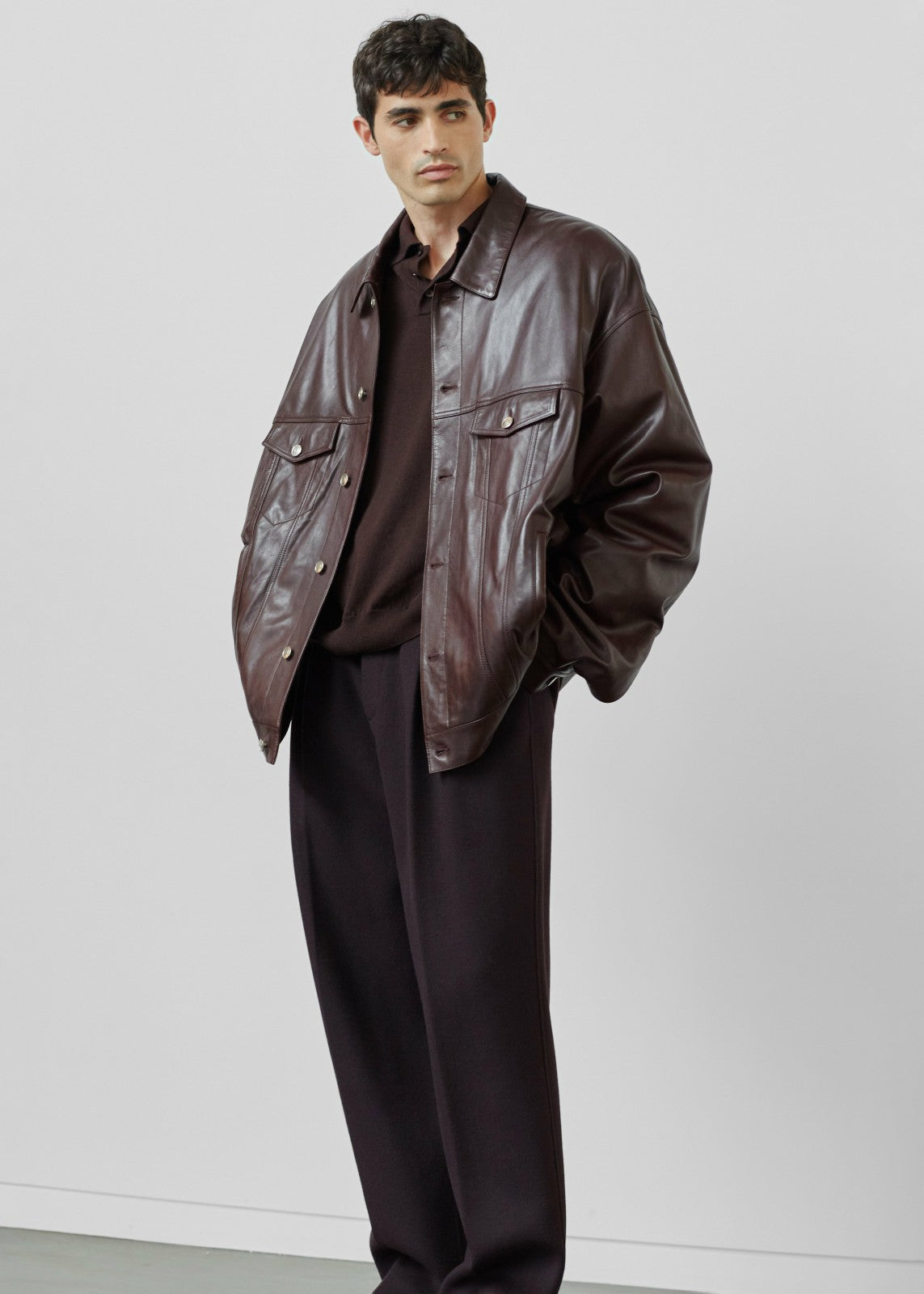 Conan Faux Leather Jacket - Burgundy