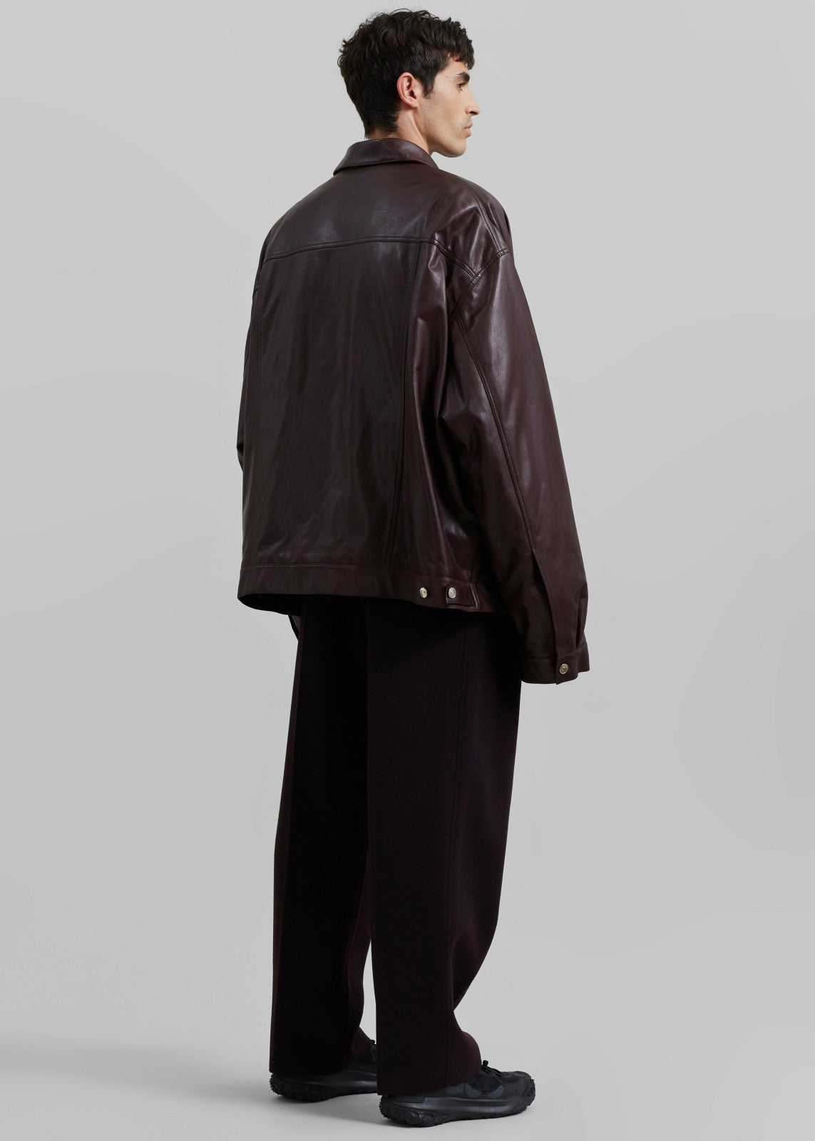 Conan Faux Leather Jacket - Burgundy