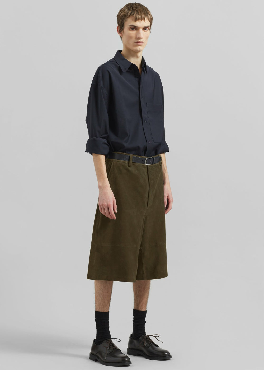 Radlett Suede Bermuda Shorts - Khaki