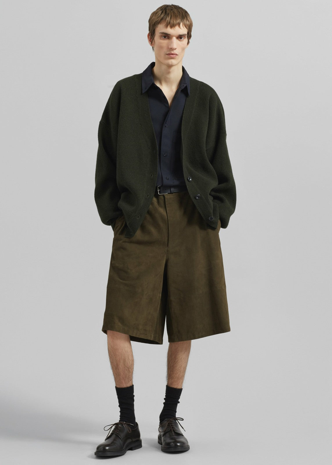 Radlett Suede Bermuda Shorts - Khaki