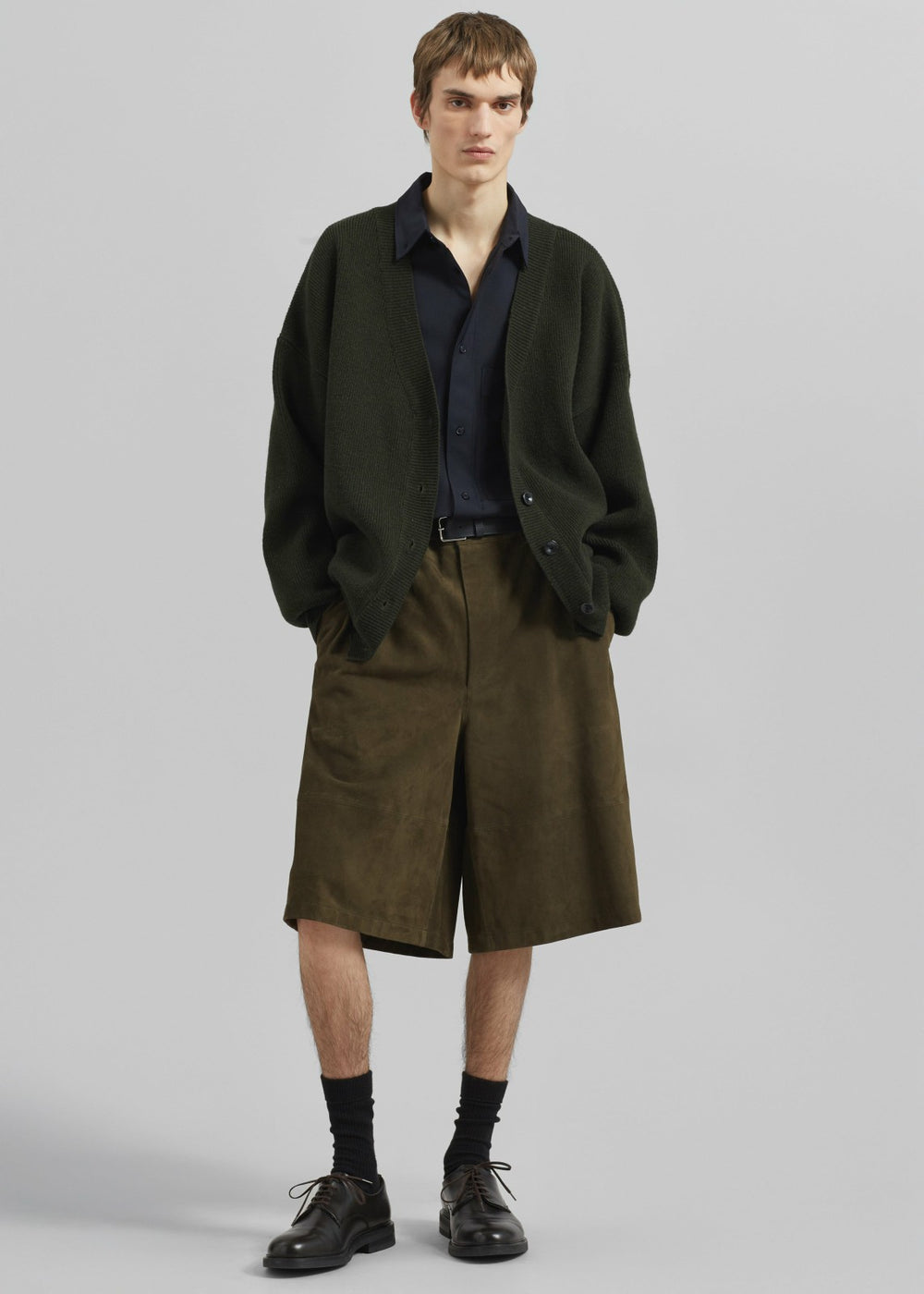 Radlett Suede Bermuda Shorts - Khaki