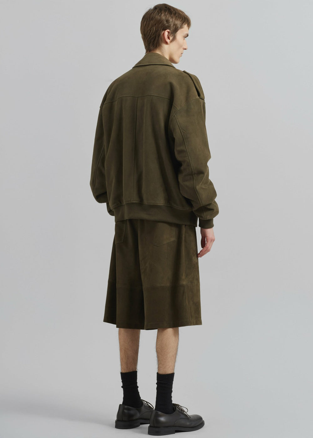 Radlett Suede Bermuda Shorts - Khaki