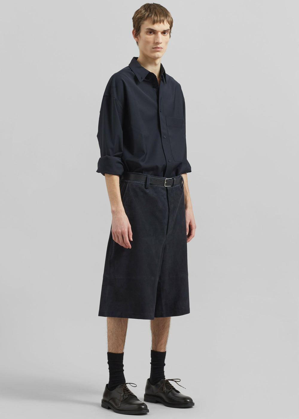 Radlett Suede Bermuda Shorts - Navy