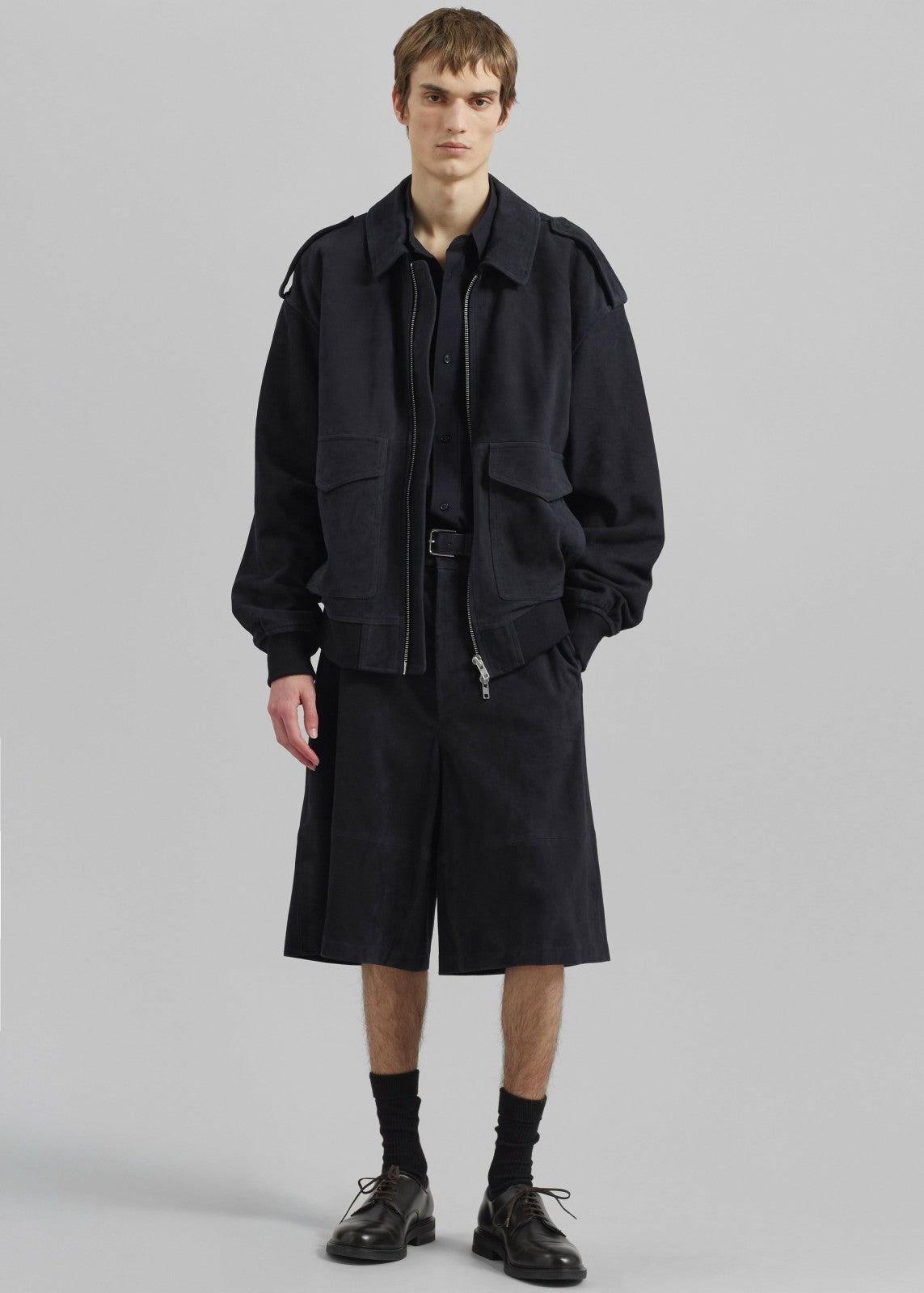 Radlett Suede Bermuda Shorts - Navy