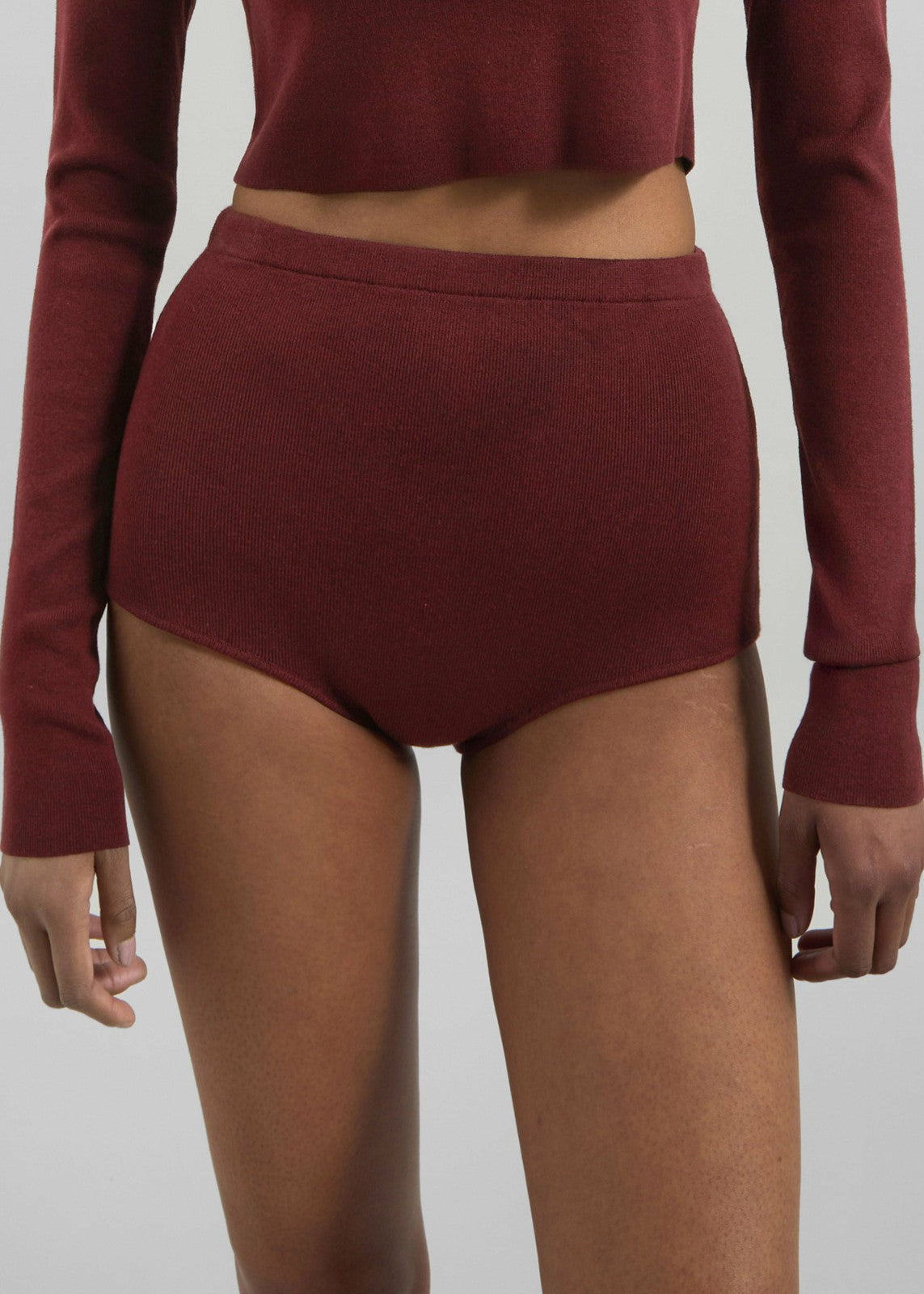 Alissa Knit Briefs - Burgundy