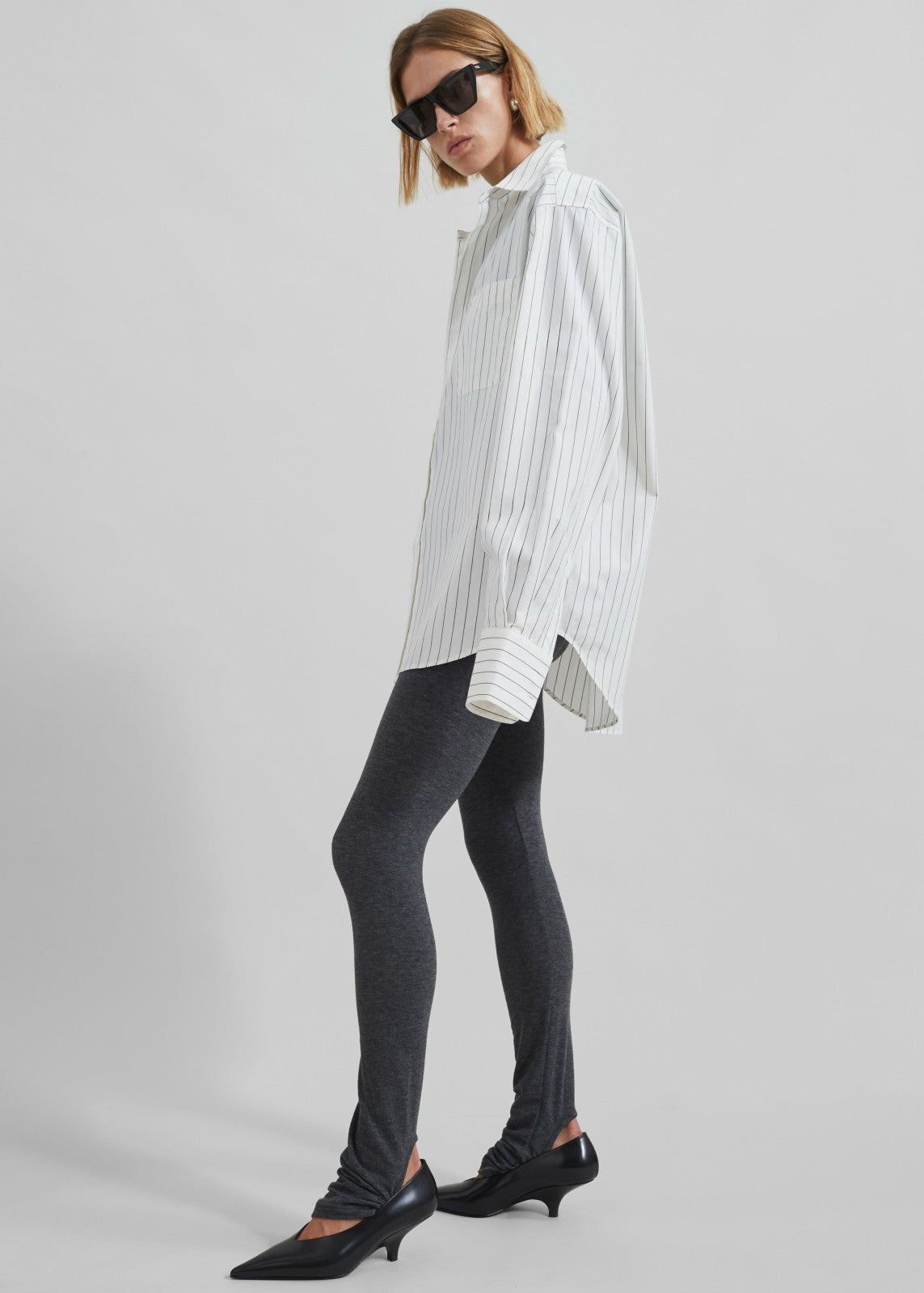 Anvers Striped Cotton Button Up Shirt - White/Black Stripe