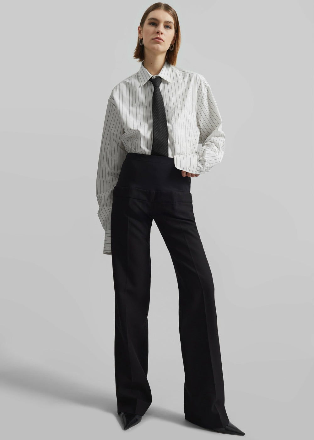 Anvers Striped Cotton Button Up Shirt - White/Black Stripe
