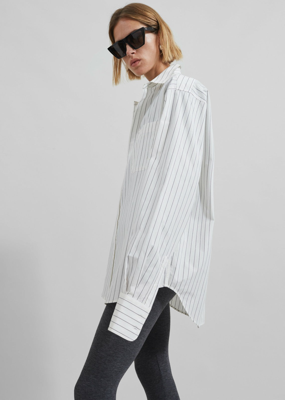 Anvers Striped Cotton Button Up Shirt - White/Black Stripe