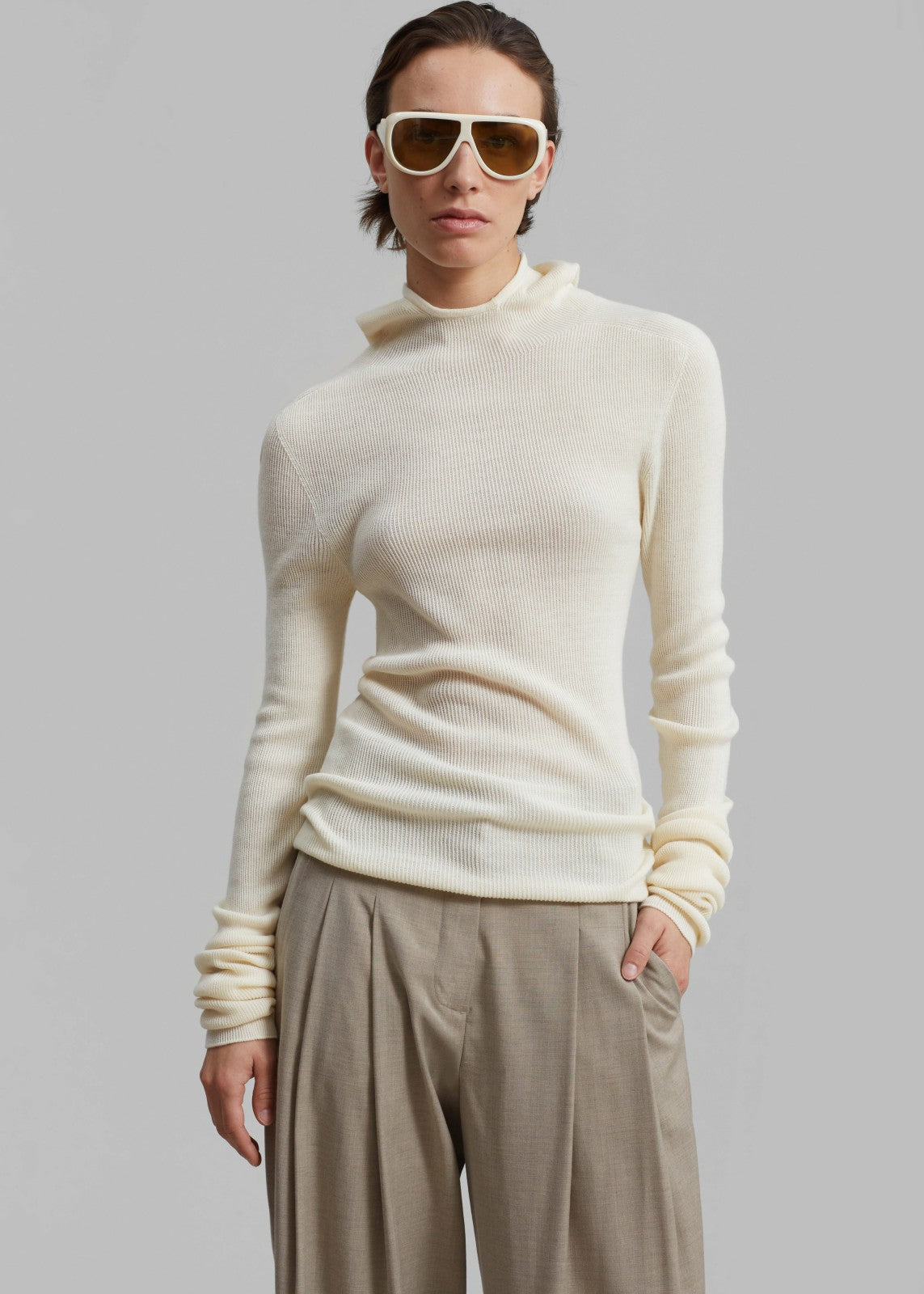 Danae Hooded Knit Top - Off White