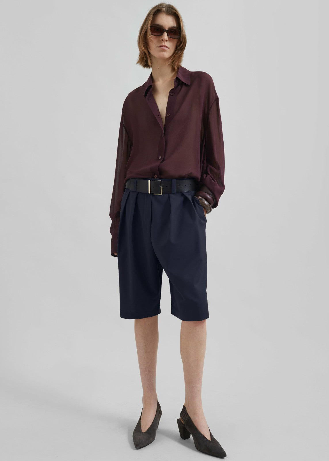 Bilbao Pleated Bermuda Shorts - Navy