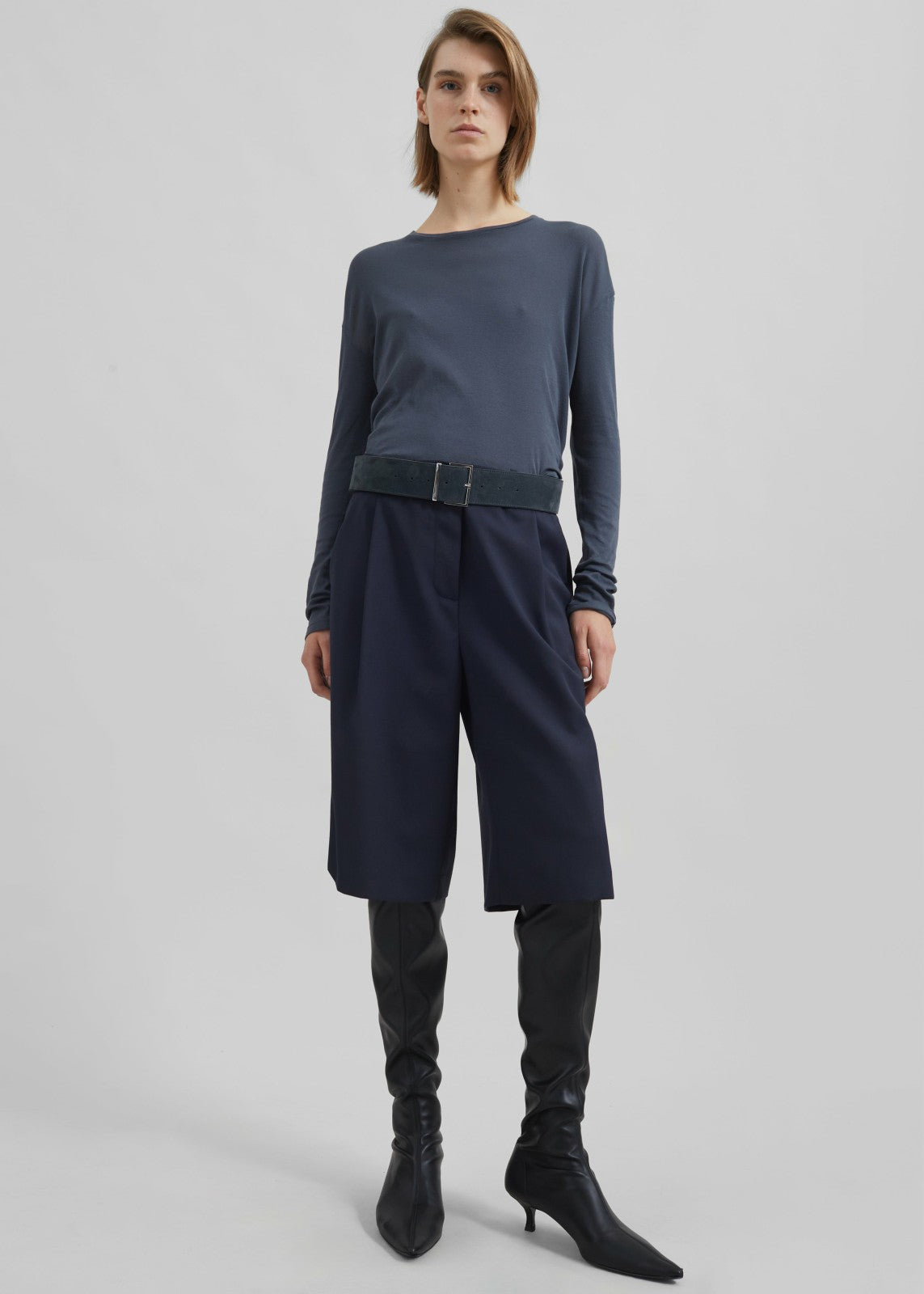 Bilbao Pleated Bermuda Shorts - Navy