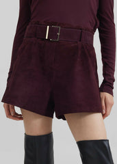 Evro Suede Leather Belt - Burgundy