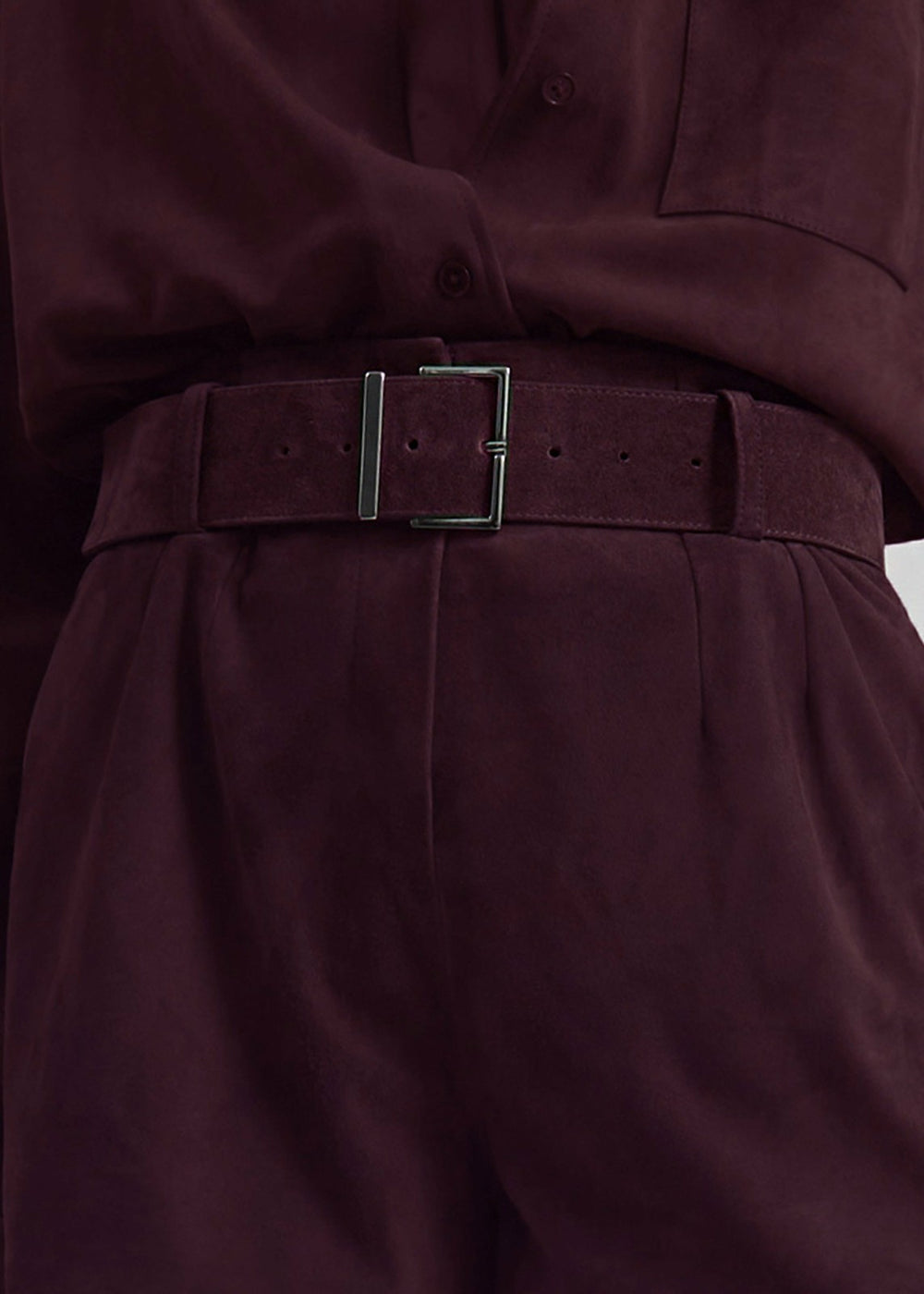 Evro Suede Leather Belt - Burgundy