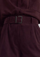 Evro Suede Leather Belt - Burgundy