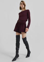 Evro Suede Leather Belt - Burgundy