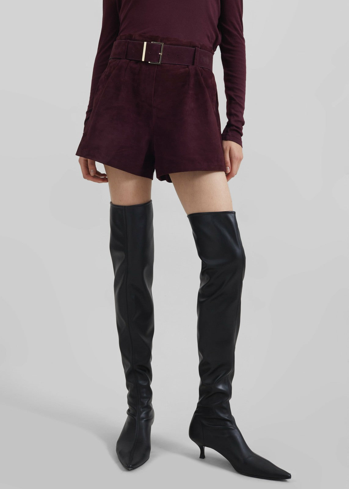 Evro Suede Leather Belt - Burgundy
