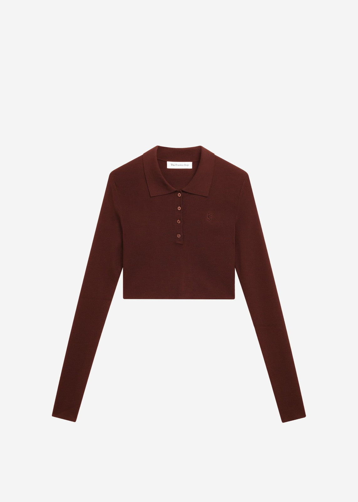 Giselle Cropped Knit Polo - Burgundy