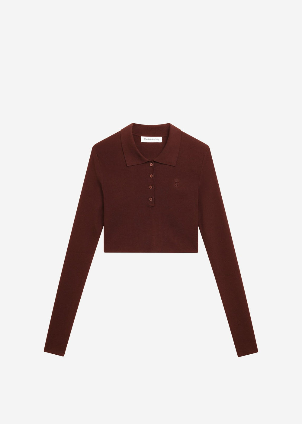 Giselle Cropped Knit Polo - Burgundy