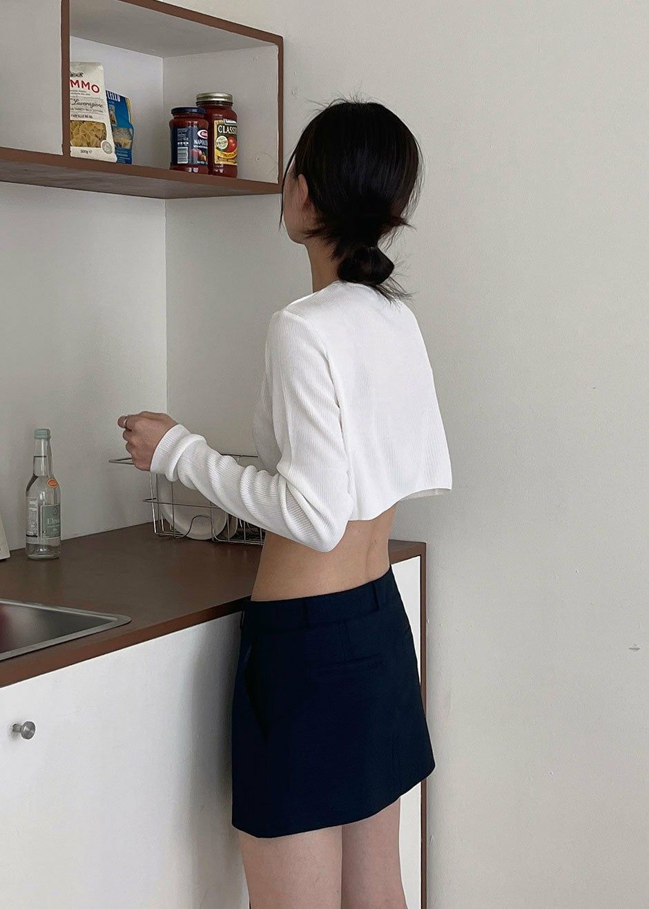 Kazel Cropped Thin Knit Top - White