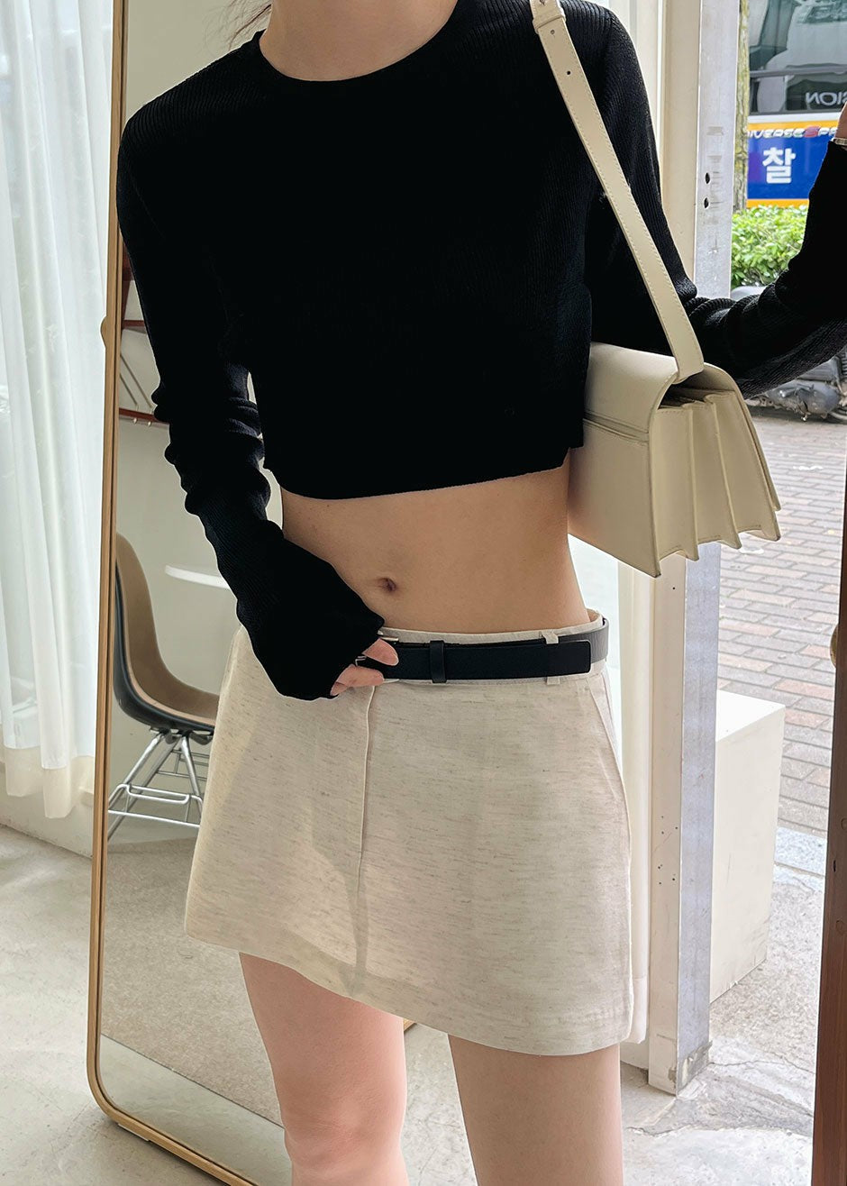 Kazel Cropped Thin Knit Top - Black