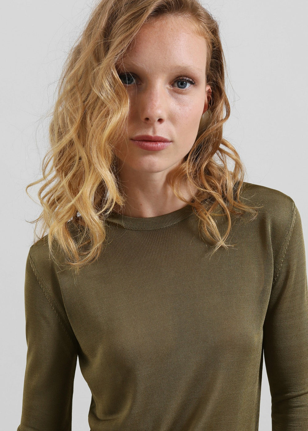 Kazel Thin Knit Top - Khaki