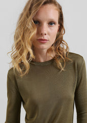 Kazel Thin Knit Top - Khaki