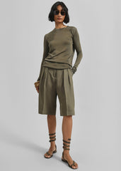 Kazel Thin Knit Top - Khaki