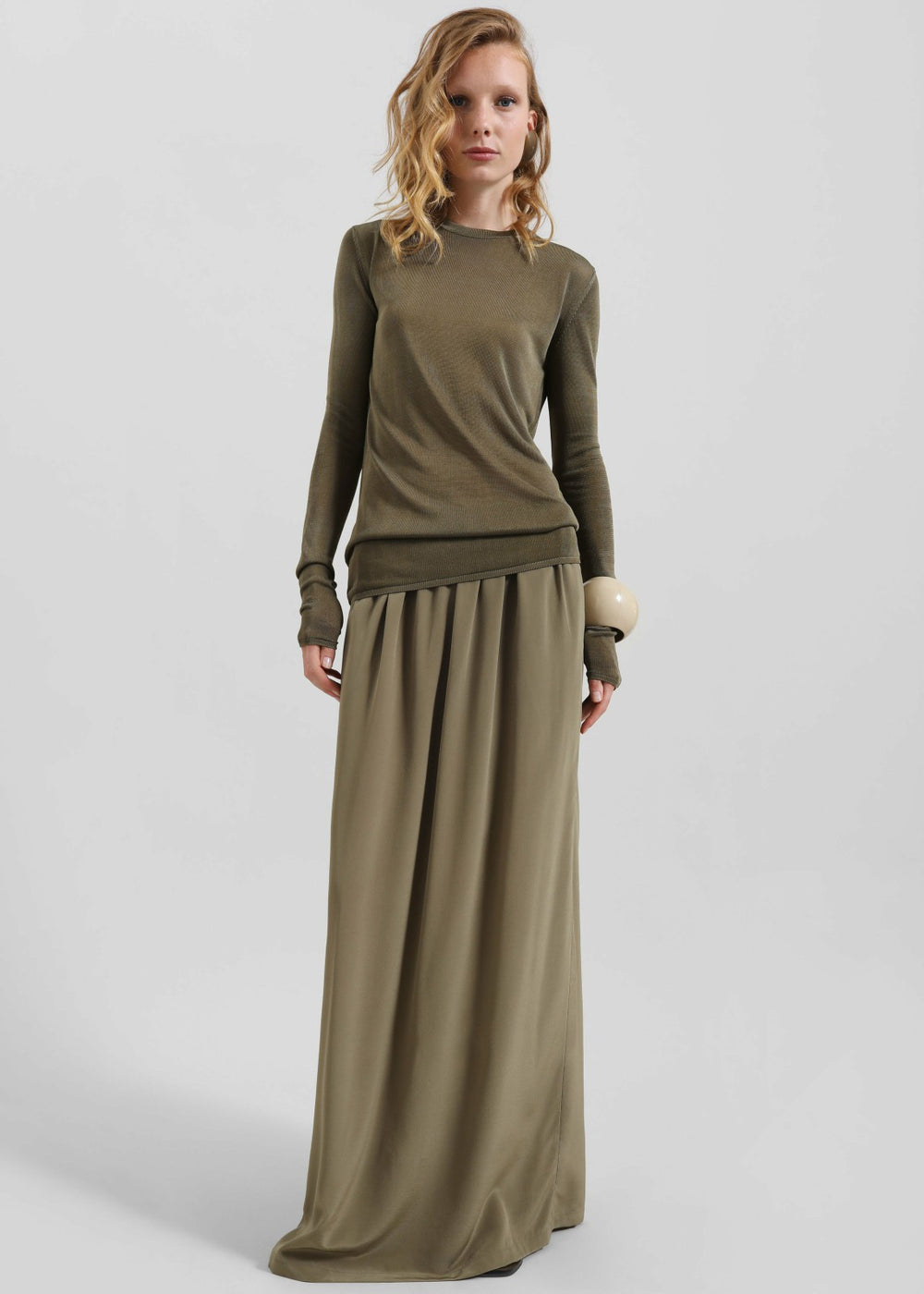 Kazel Thin Knit Top - Khaki