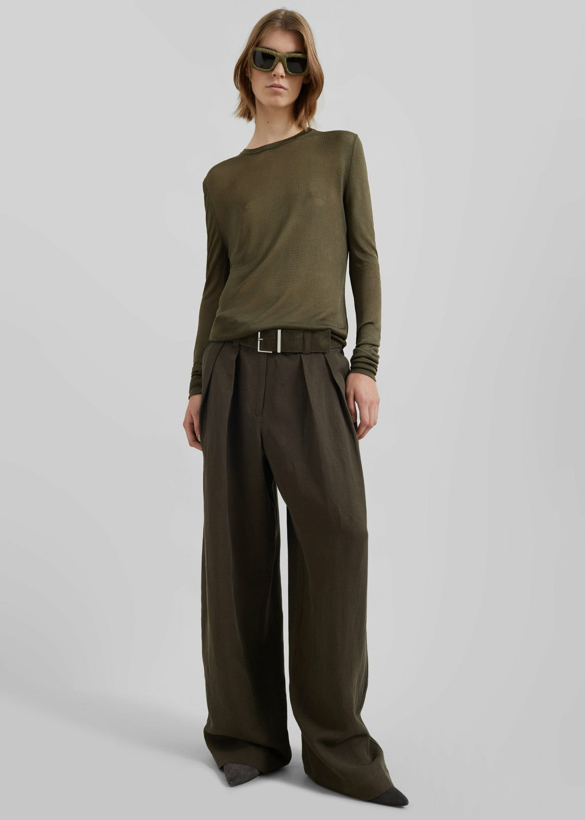Kazel Thin Knit Top - Khaki