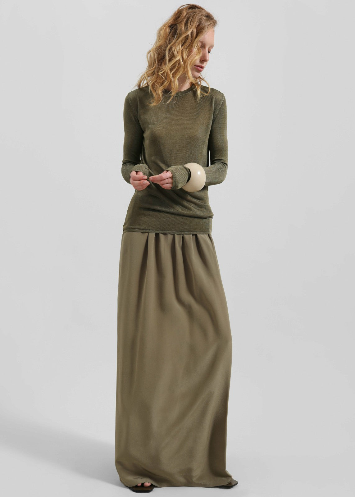 Kazel Thin Knit Top - Khaki