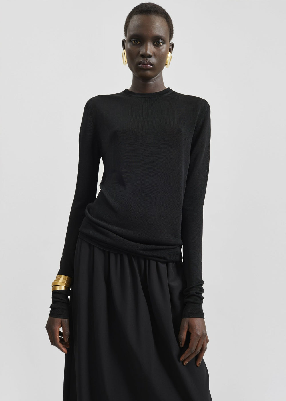 Kazel Thin Knit Top - Black